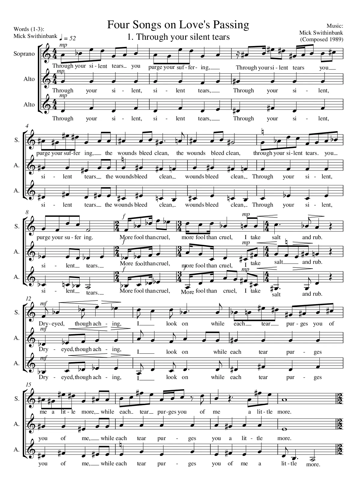 Four songs on love's passing - Page 1