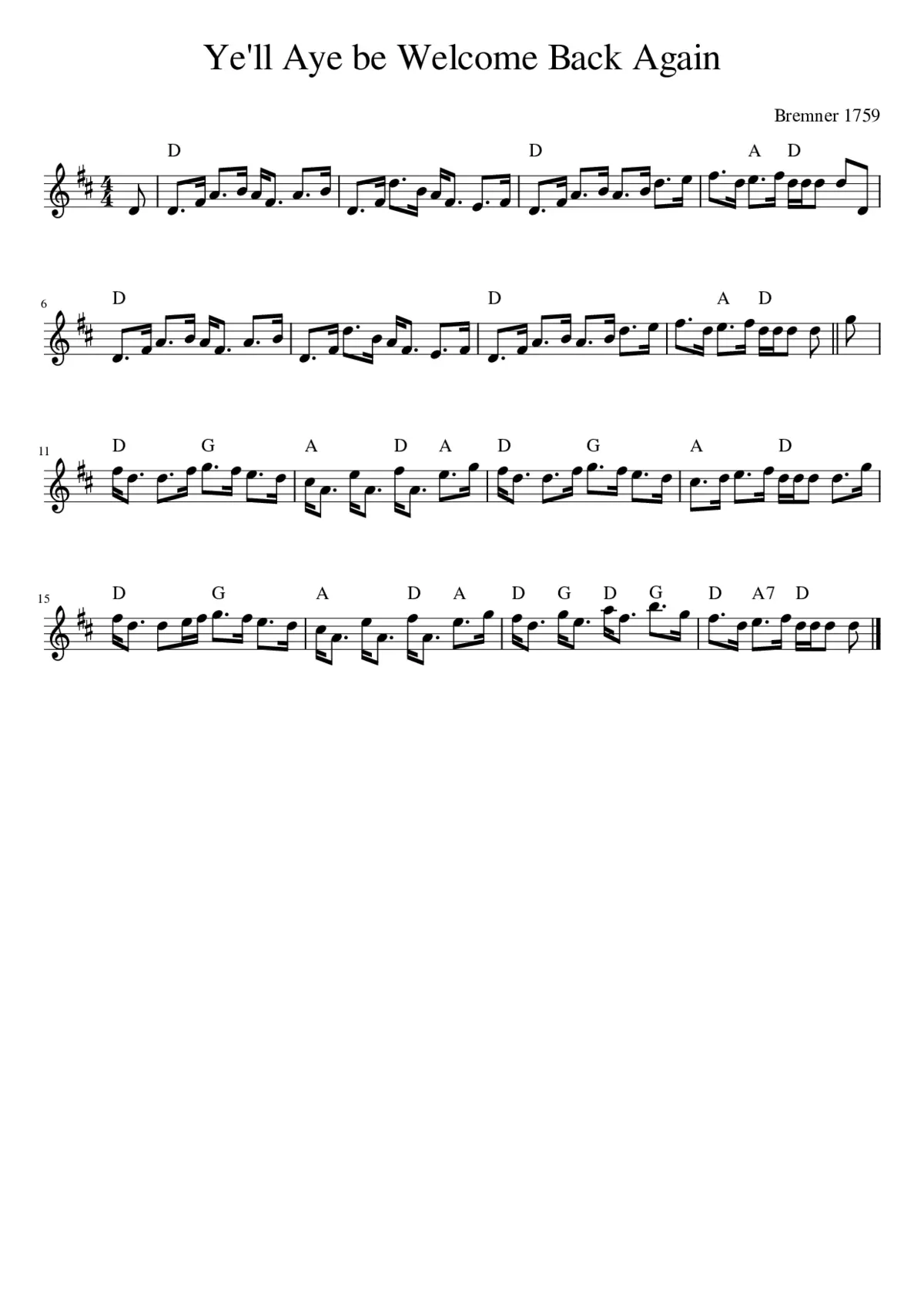 Ye'll Aye be Welcome Back Again - Page 1