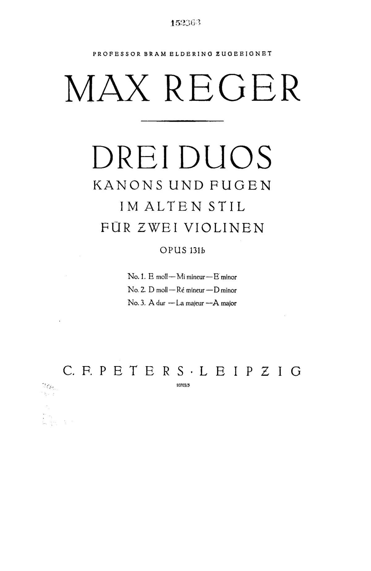3 Duos, Canons und Fugen im alten Stil für 2 Violinen - Page 1