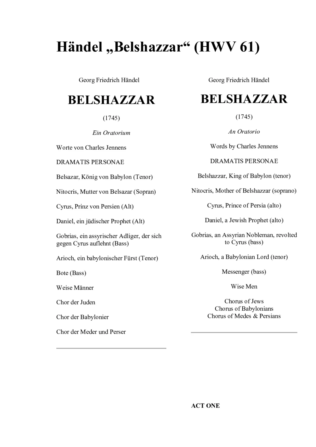 Belshazzar - Page 1