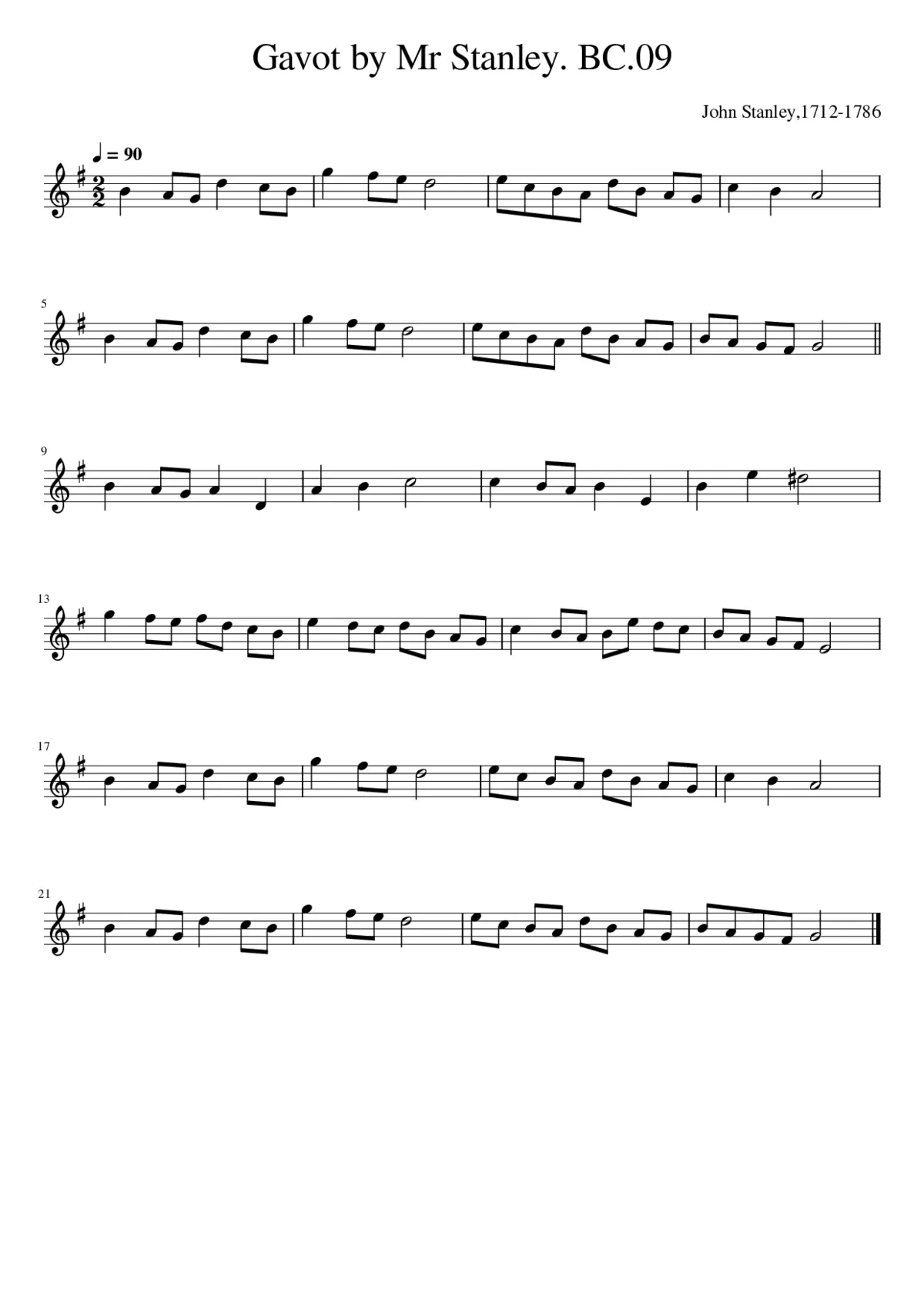 Gavot by Mr Stanley. BC.09 - Page 1