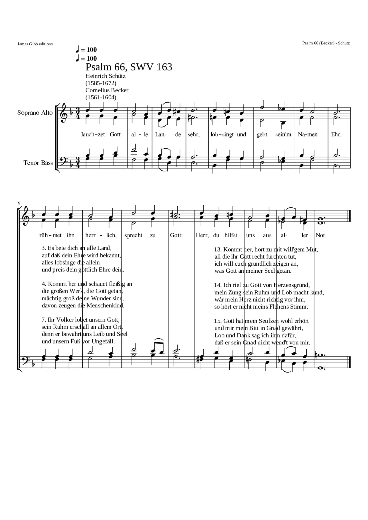 Jauchzet Gott all Lande sehr SWV 163 - Page 1