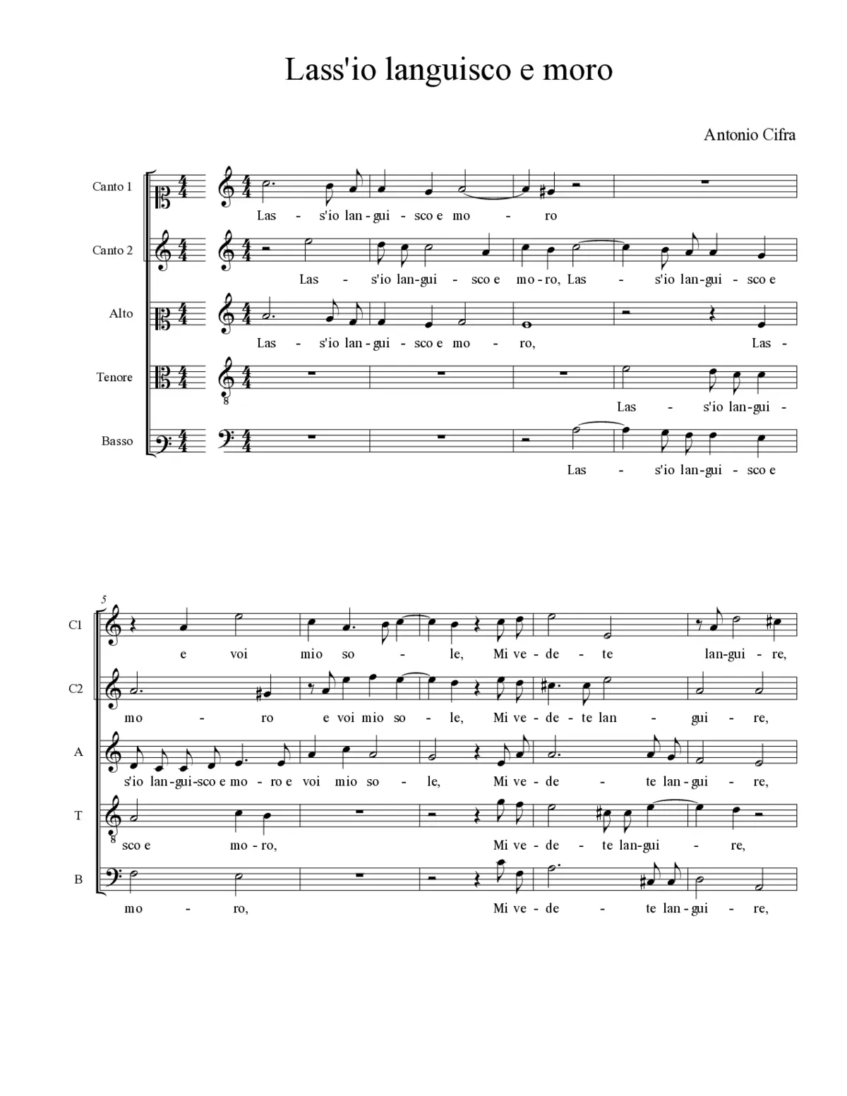 Lass'io languisco e moro - Page 1