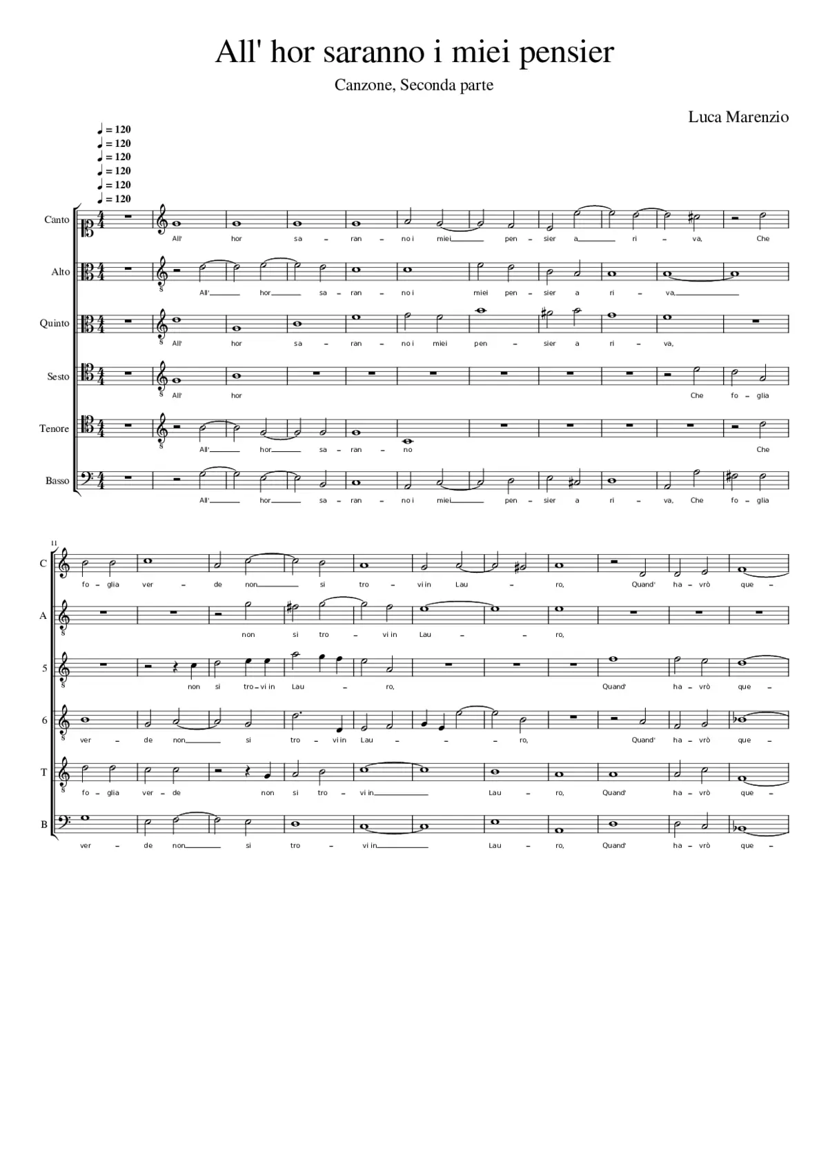 All'hor saranno i miei pensier - Page 1