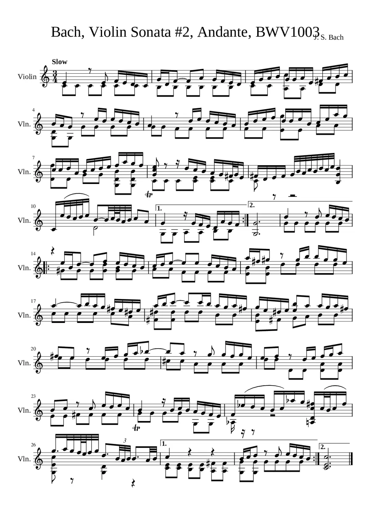 Violin Sonata No.2 in A minor BWV 1003 - Page 1