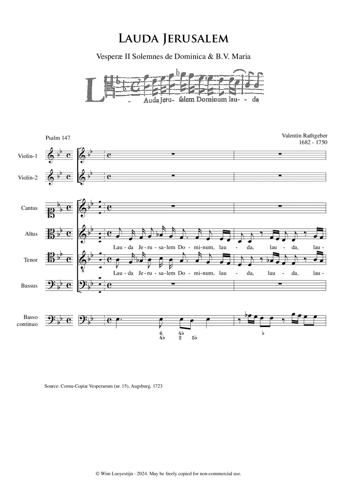 Lauda Jerusalem, Op. II, No. 15 - Page 1