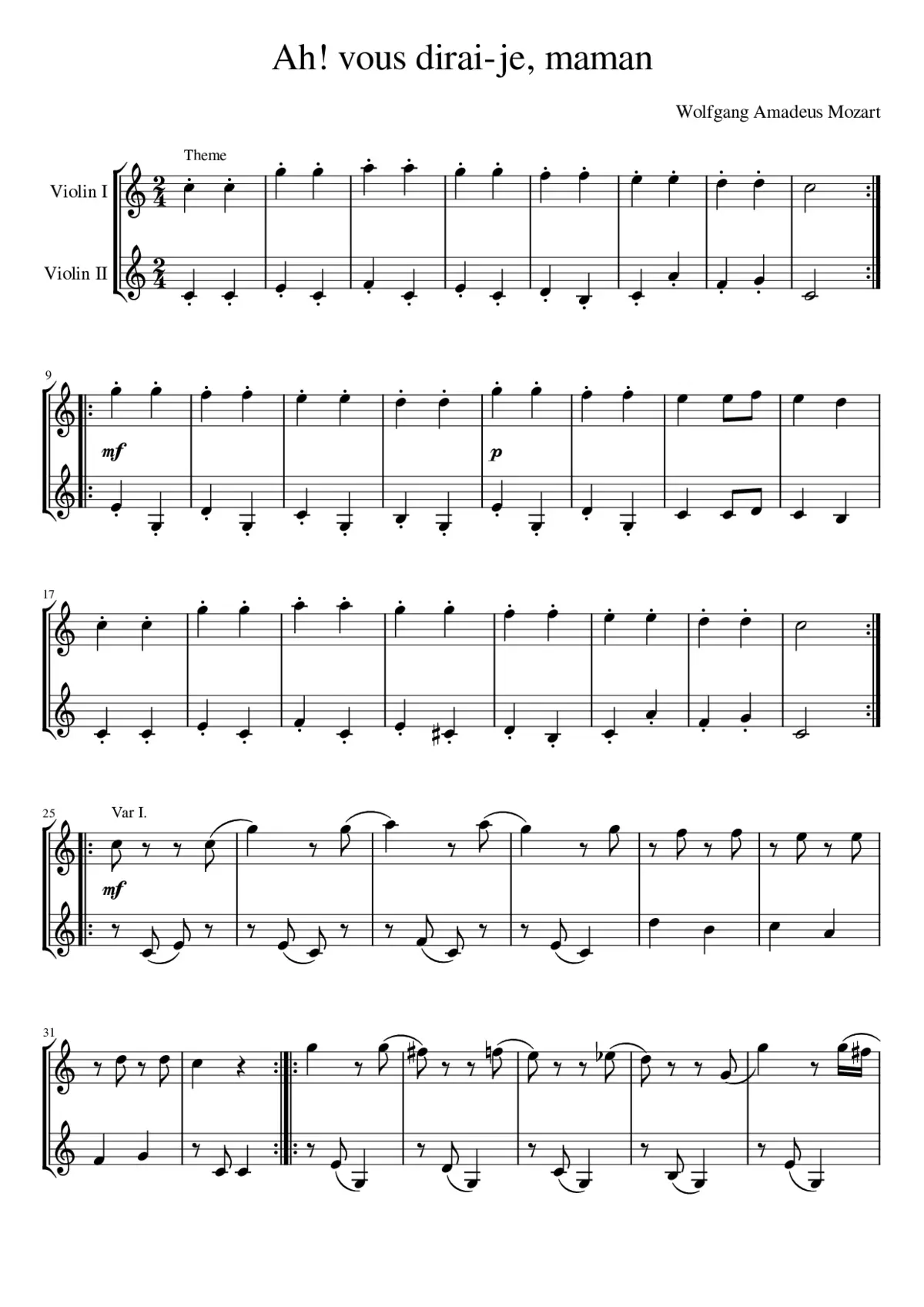 12 Variations on Ah vous dirai-je maman K.265/300e - Page 1