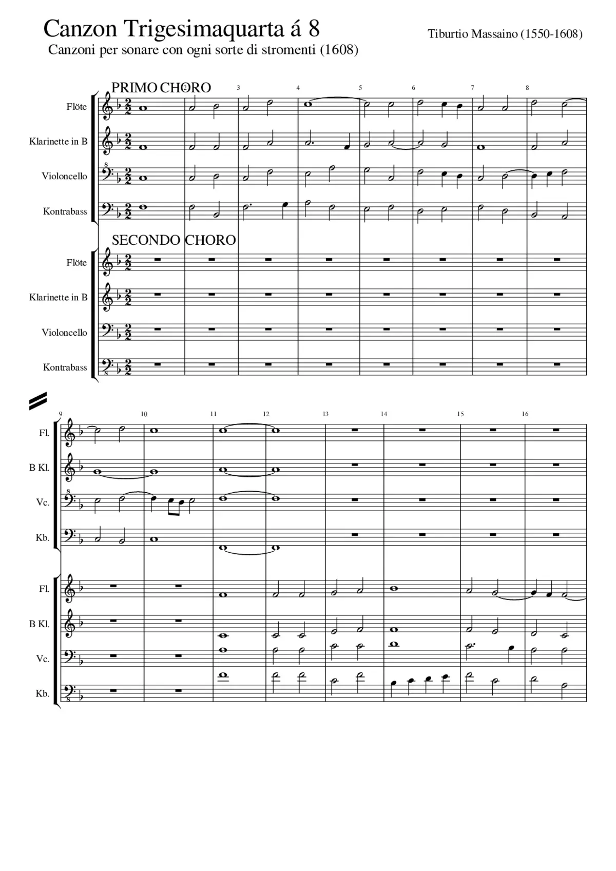 1608 Canzoni per sonare con ogni sorte di stromenti a Quattro Cinque et otto con il suo Basso generale per l'organo Libro Primo Venice Alessando Rauer - Page 1