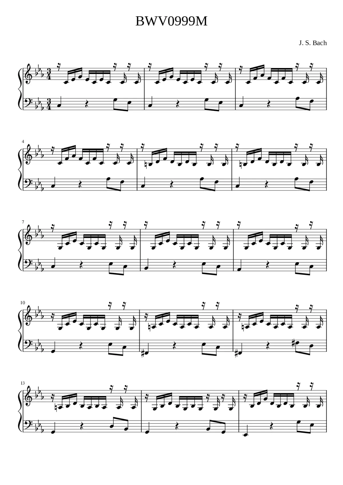 Prelude in C minor BWV 999 - Page 1