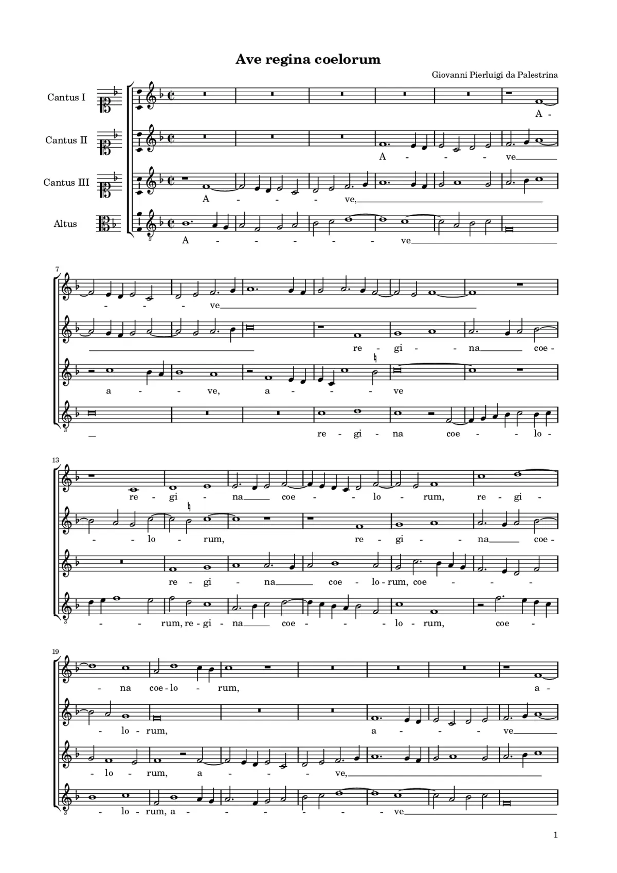Ave Regina coelorum a 4 - Page 1