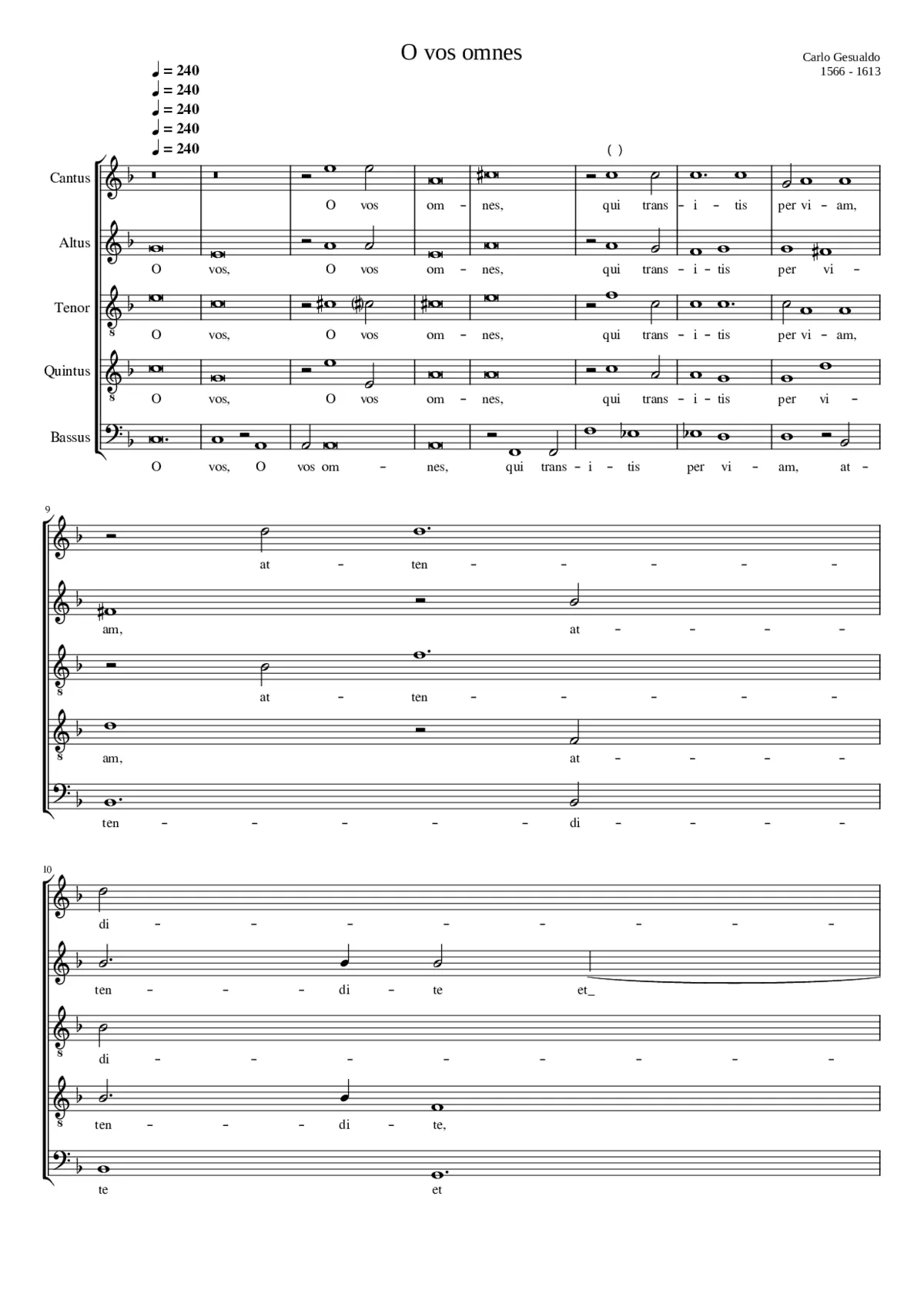 O vos omnes (another O vos omnes for 6 vv.. setting the complete responsory appeared in 1611) - Page 1