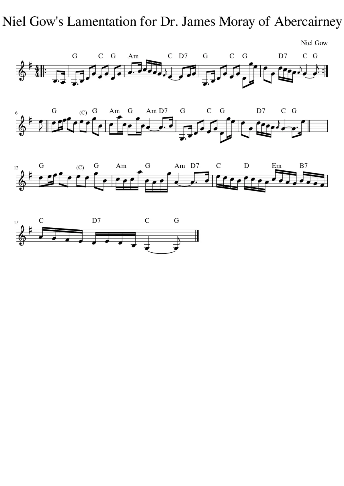 Niel Gow's Lamentation for Dr. James Moray of Abercairney - Page 1