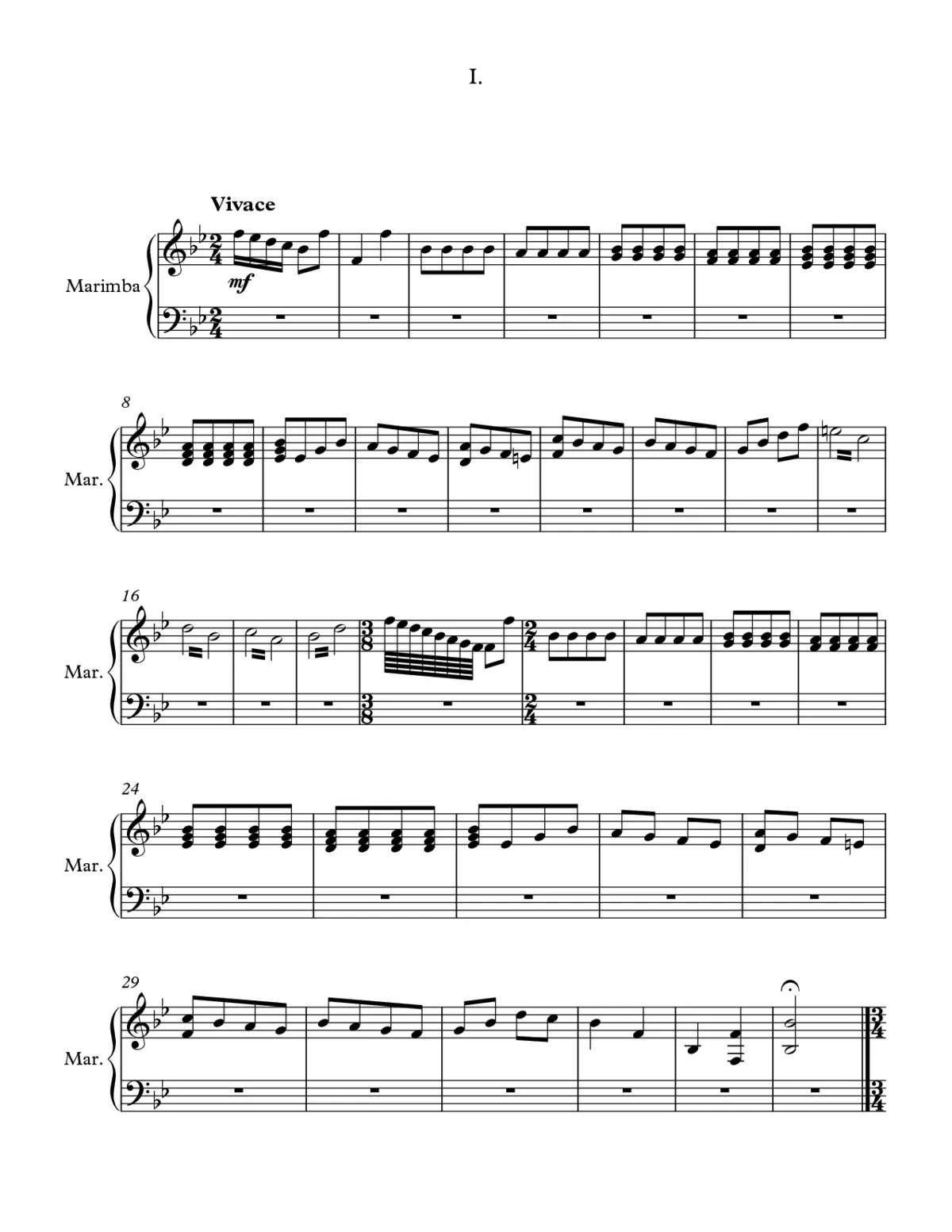 Divertimenti for Solo Marimba - Page 1