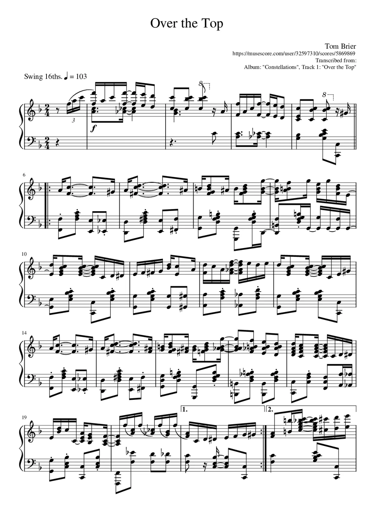 Tom Brier Improvisation - Page 1