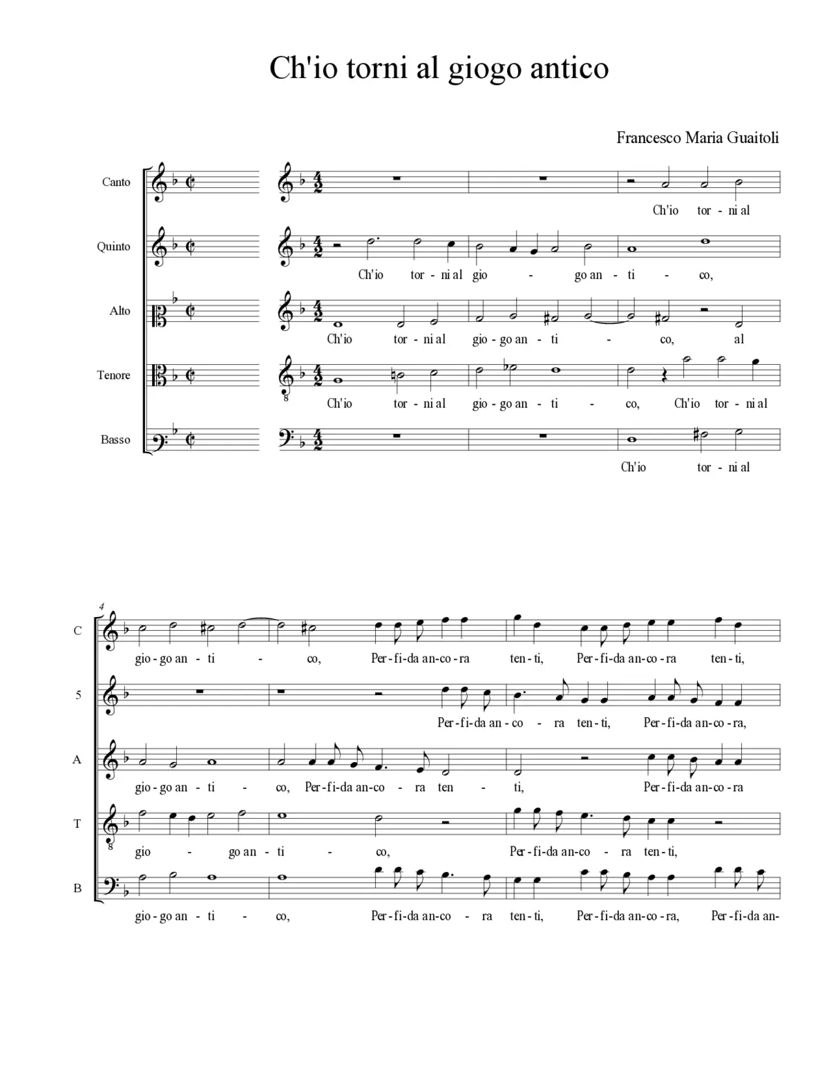 Ch'io torni al giogo antico - Page 1