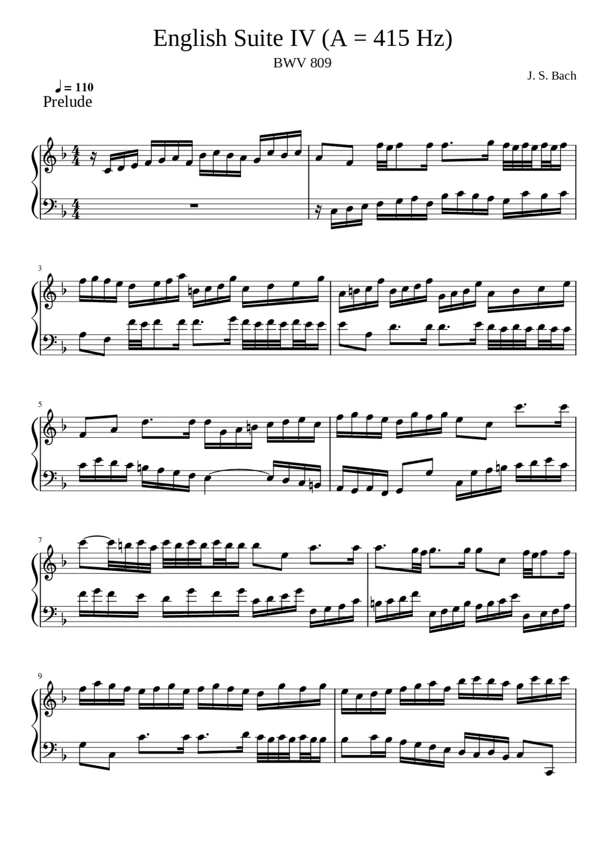 English Suite No.4 in F major BWV 809 - Page 1
