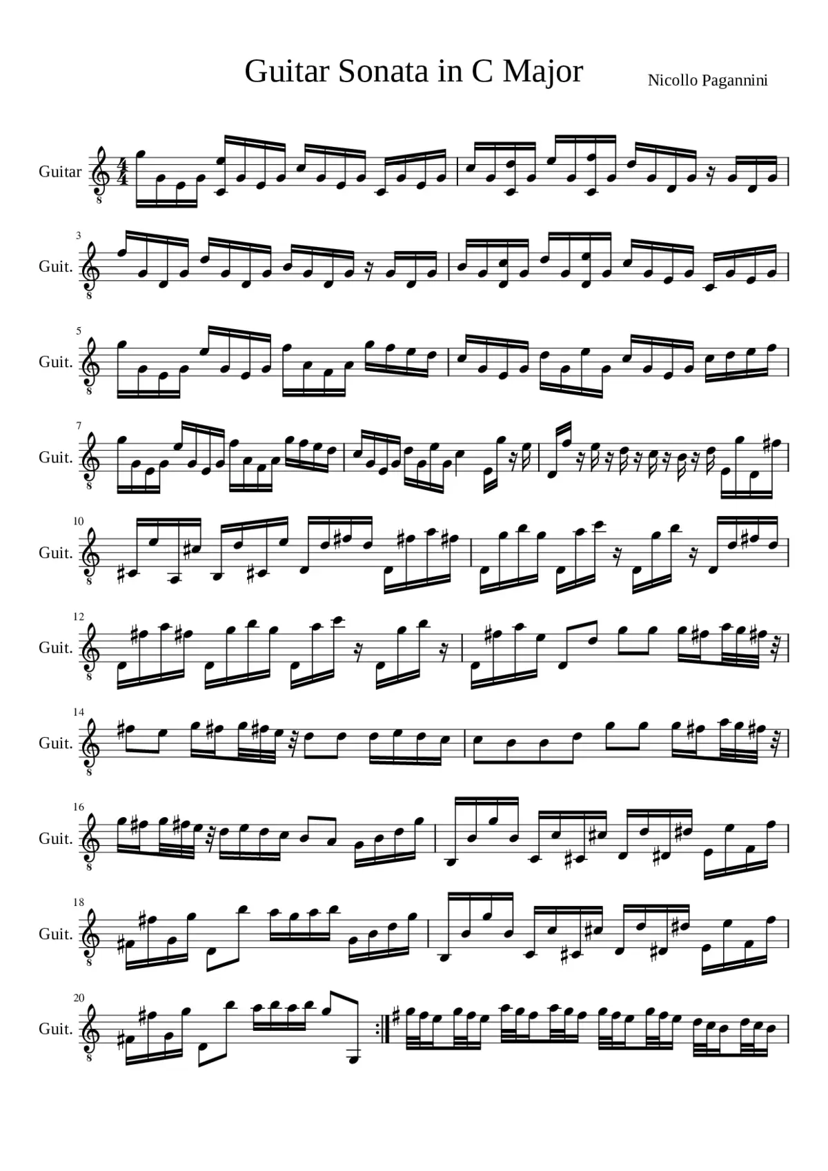 Guitar Sonata in C Major - Page 1