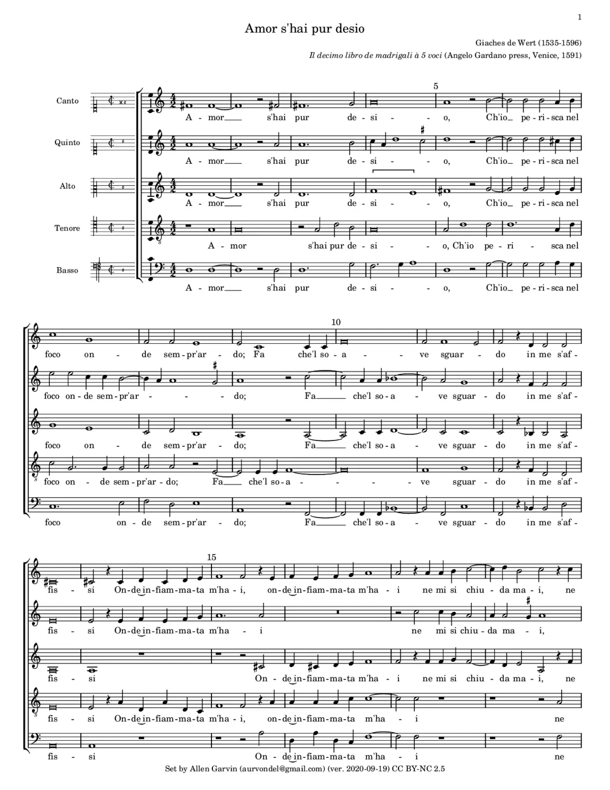 Amor s'hai pur desio - Page 1