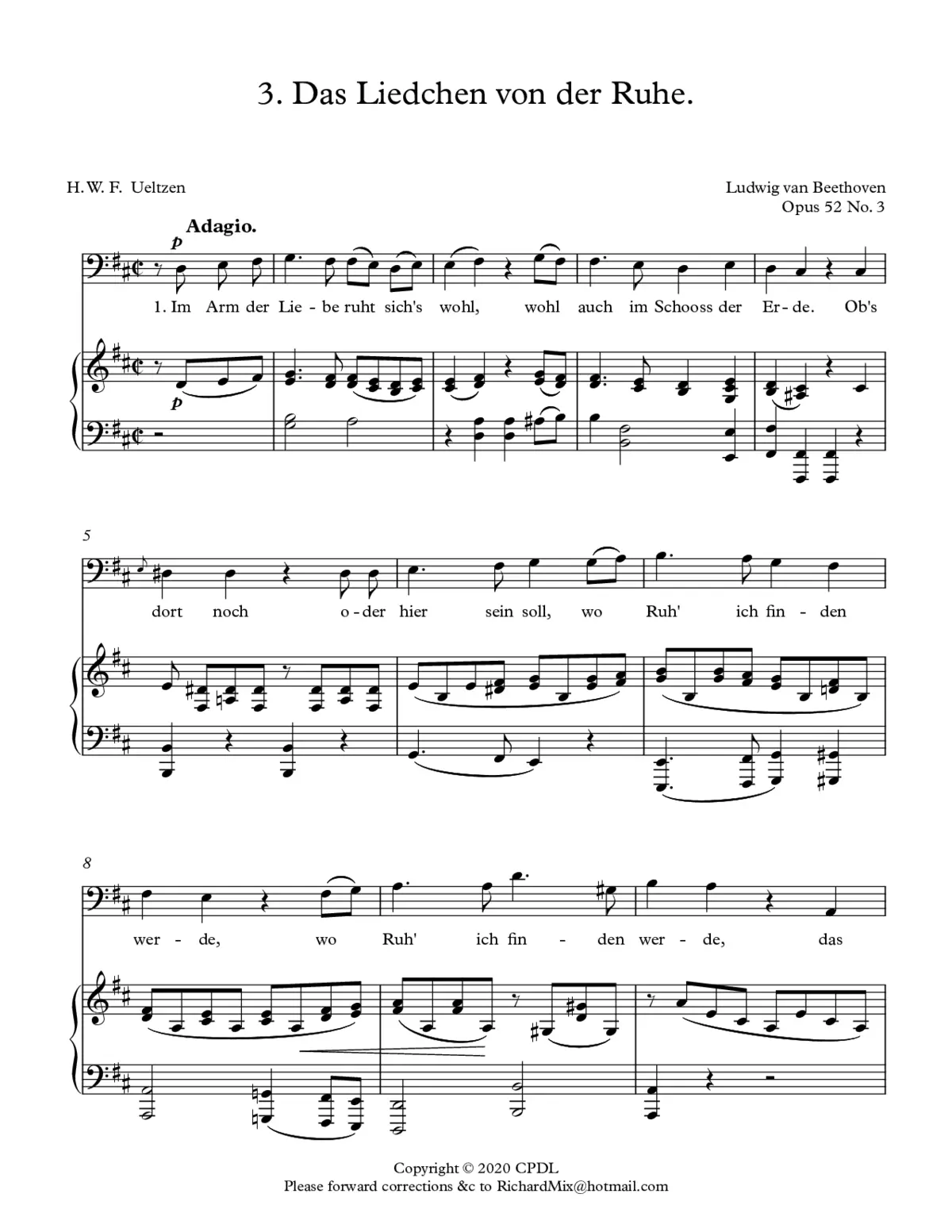 Das Liedchen von der Ruhe, Op. 52 No. 3 - Page 1