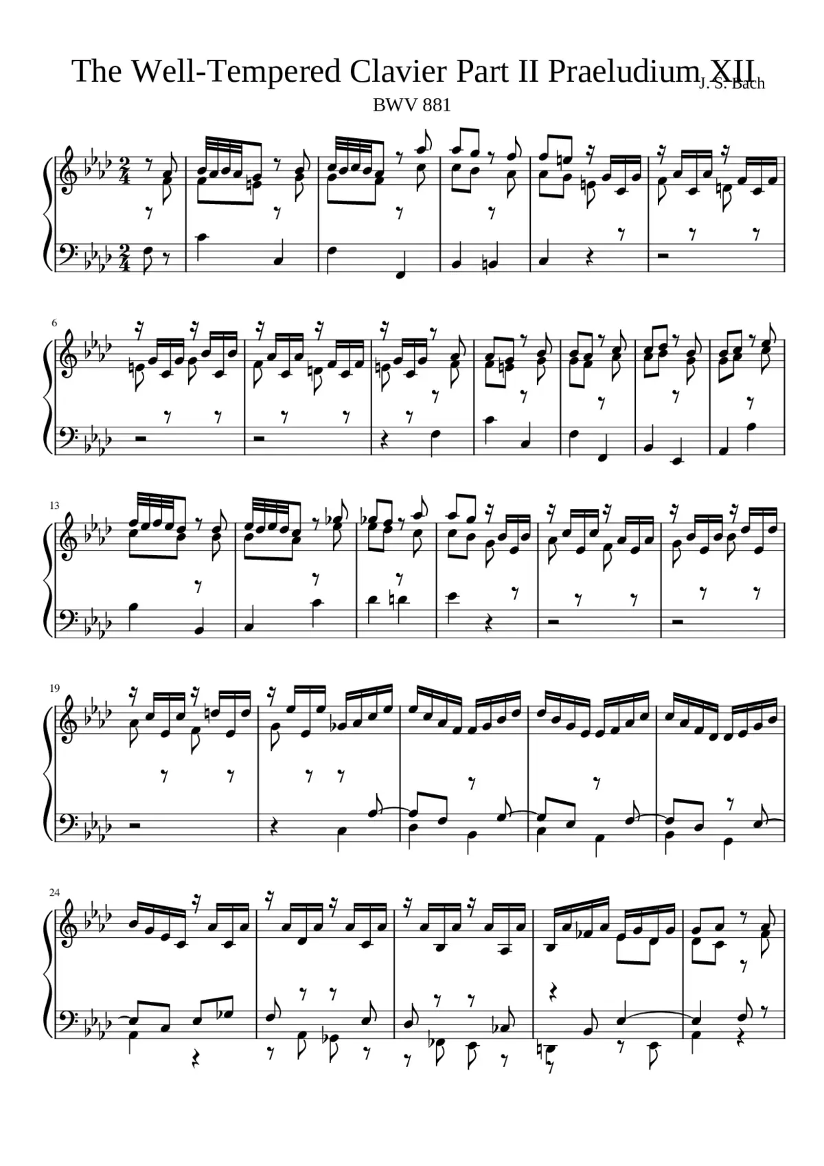 Prelude and Fugue in F minor BWV 881 - Page 1
