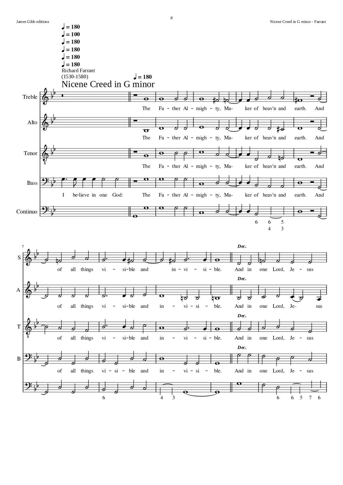 Nicene Creed in G minor - Page 1