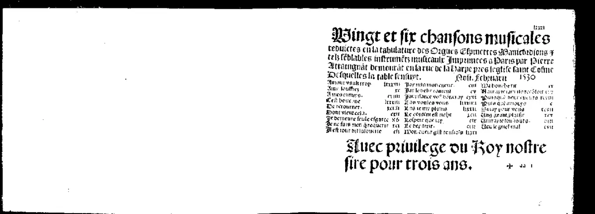 26 chansons musicales reduictes en la tabulature - Page 1