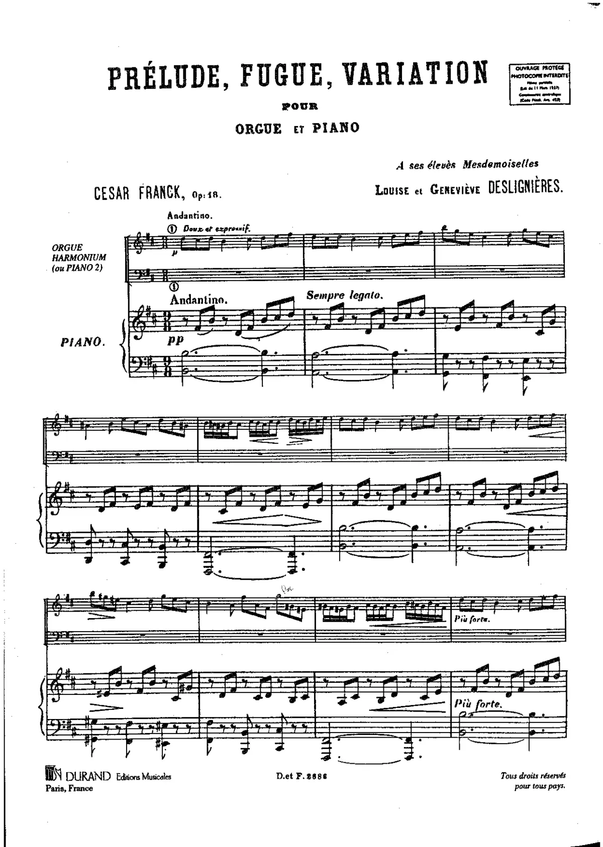 Prélude, Fugue et Variation - Page 1
