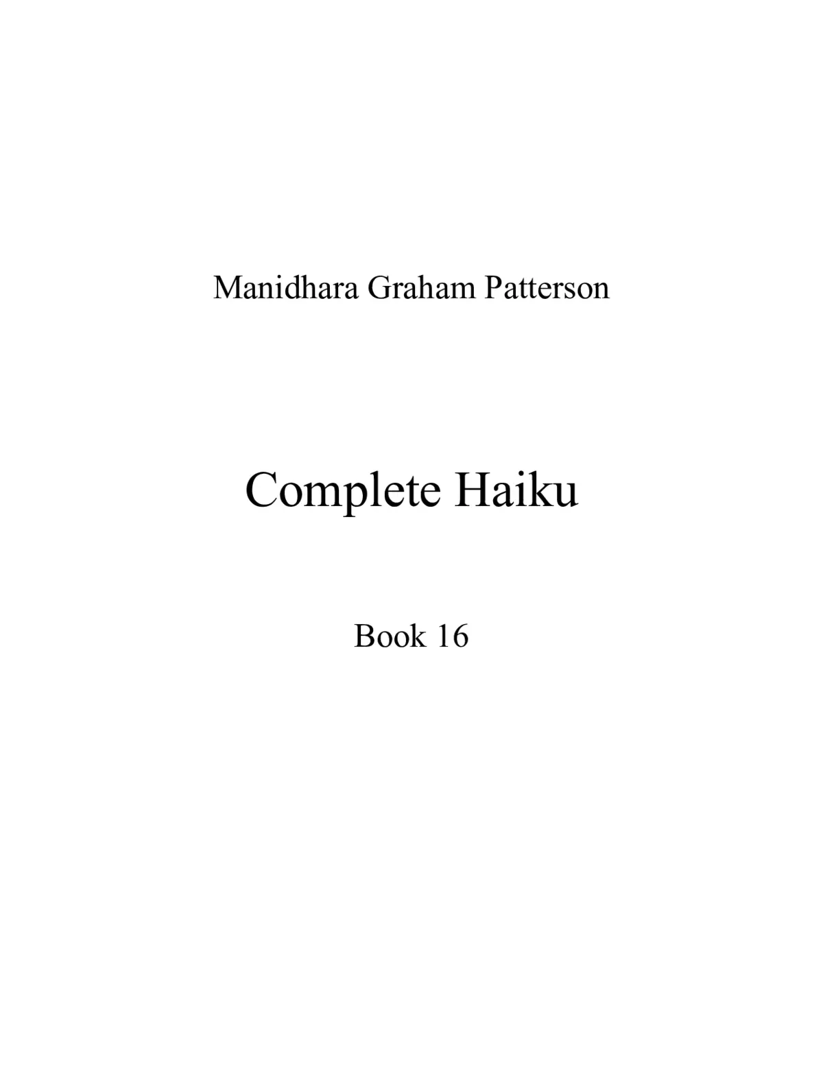 Haiku, Book 16 - Page 1