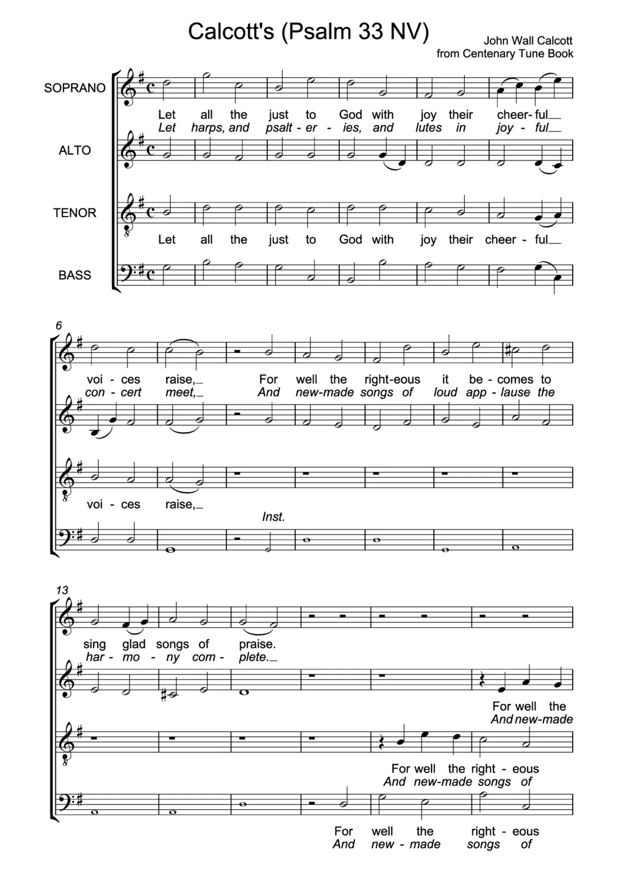 Let all the just to God with joy - Page 1
