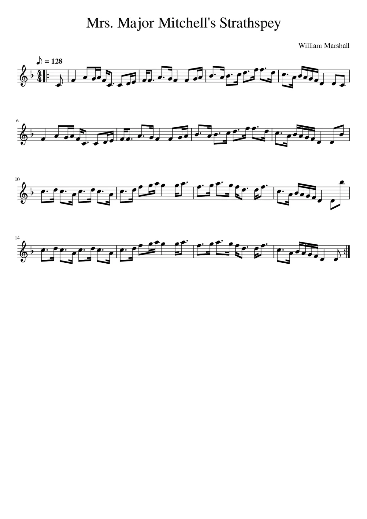 Mrs. Major Mitchell's Strathspey - Page 1