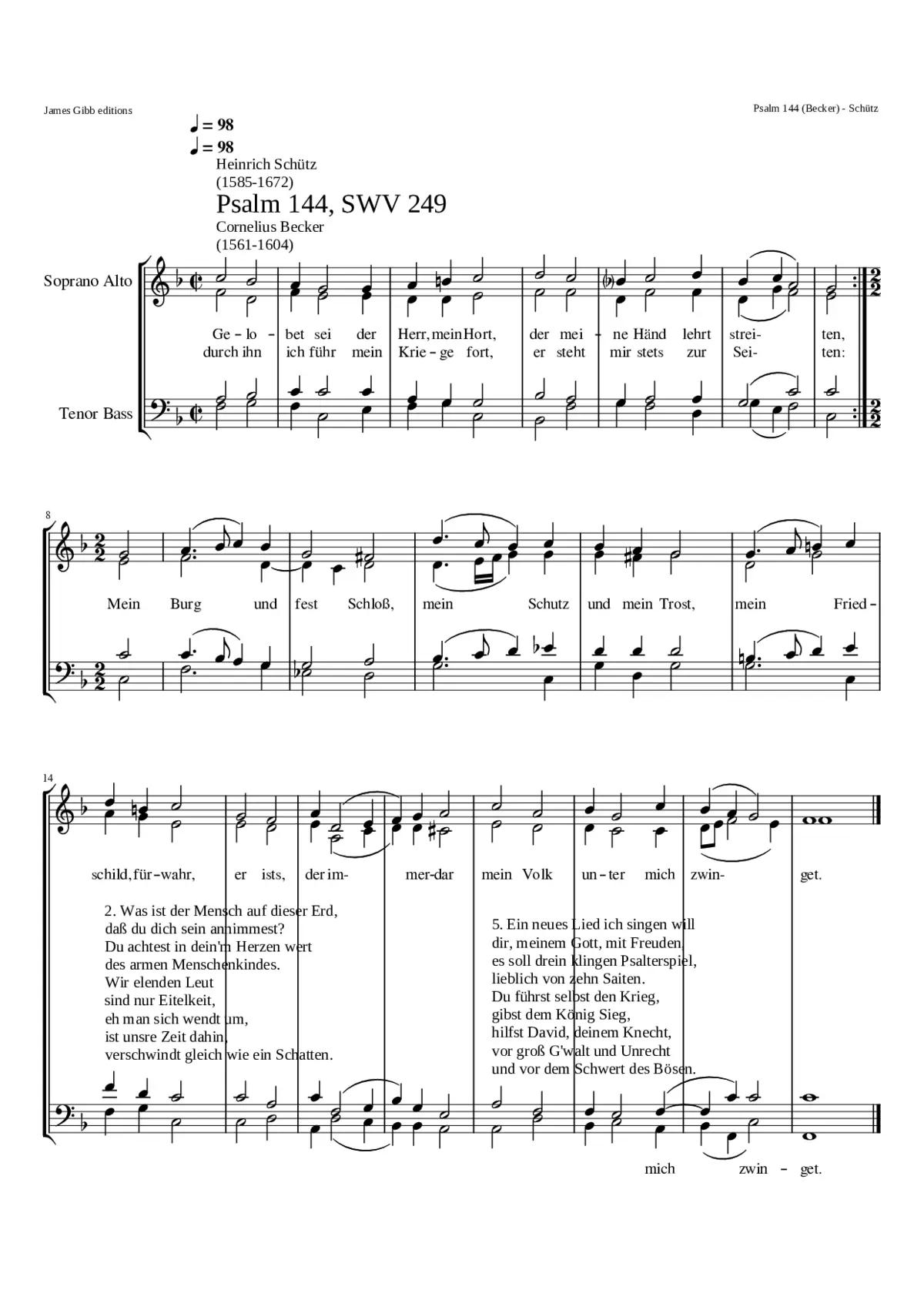 Gelobet sei der Herr mein Hort SWV 249 - Page 1