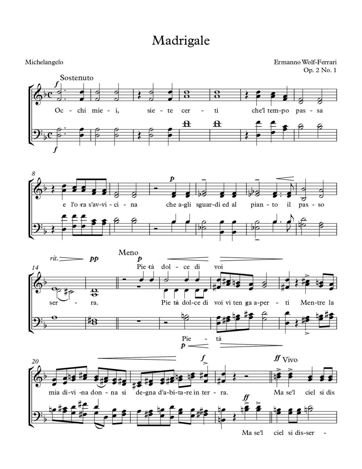 Madrigale, Op. 2 No. 1 - Page 1