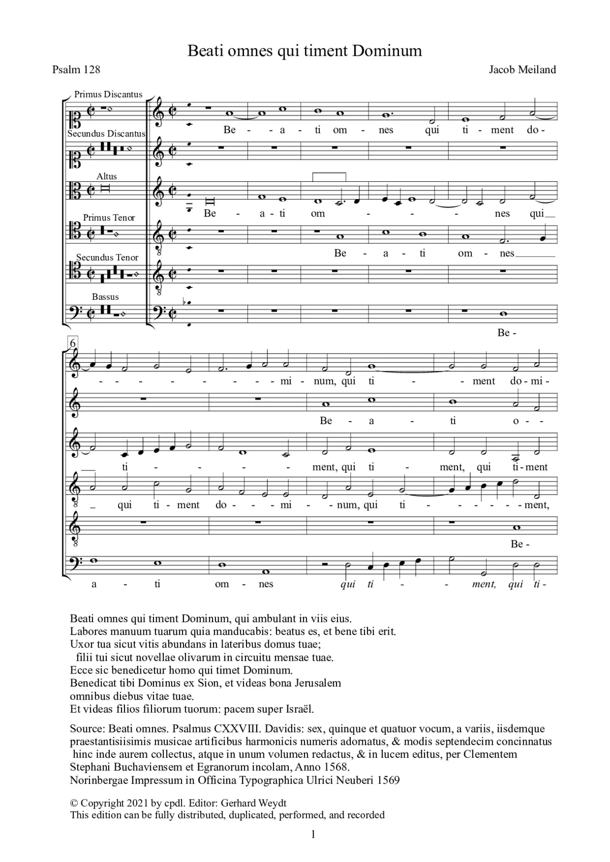 Beati omnes qui timent dominum - Page 1