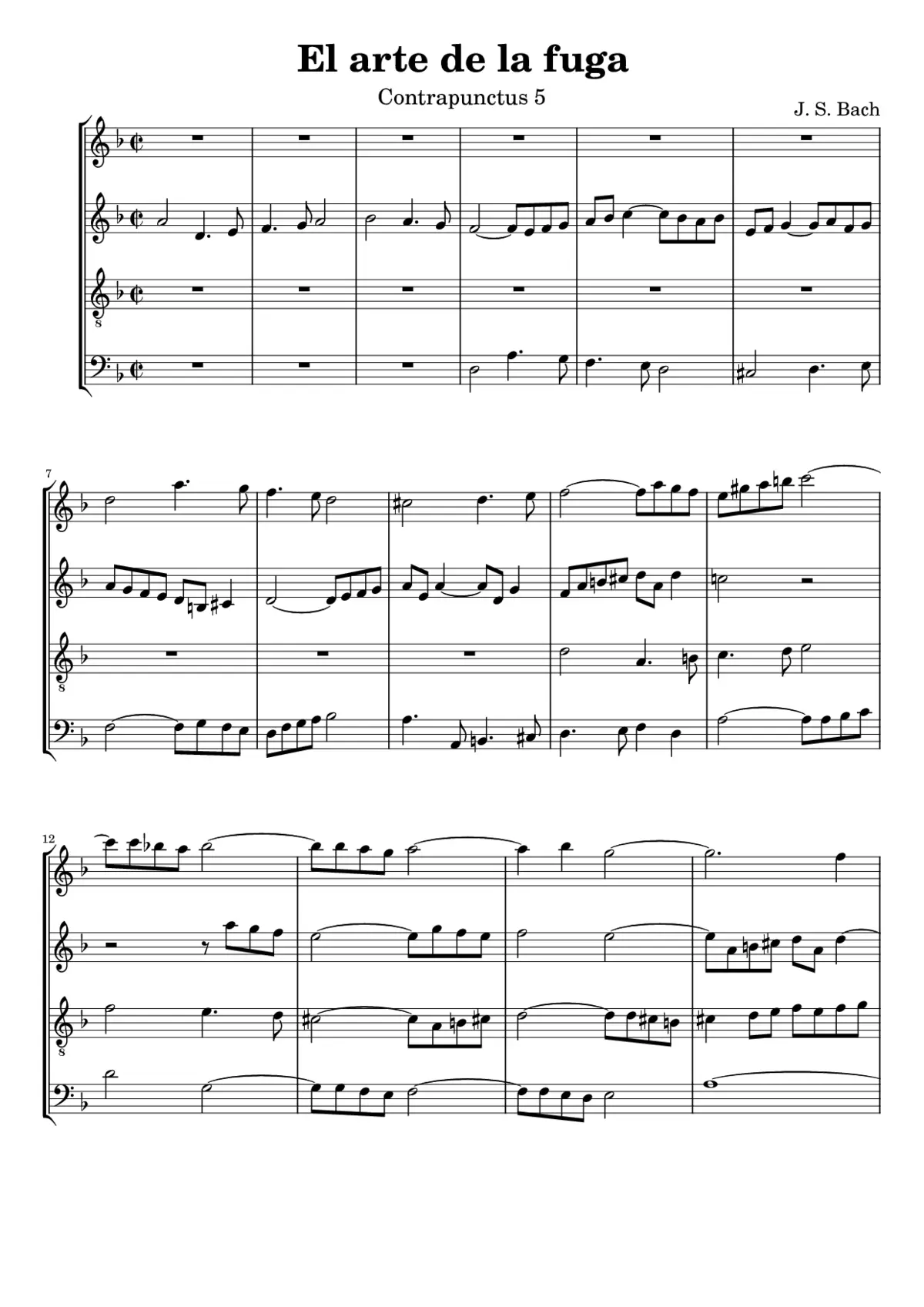 Johann Sebastian Bach - El arte de la fuga: Contrapunctus 5 - Page 1