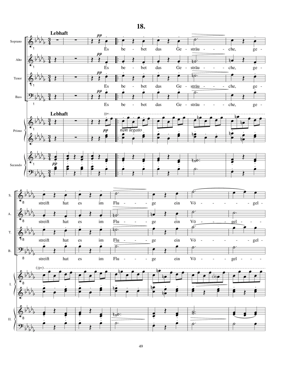 Es bebet das Gesträuche, Op. 52, No. 18 - Page 1