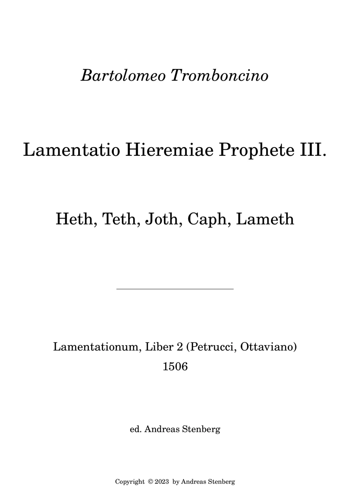 Lamentatio Hieremiae Prophete III. - Page 1