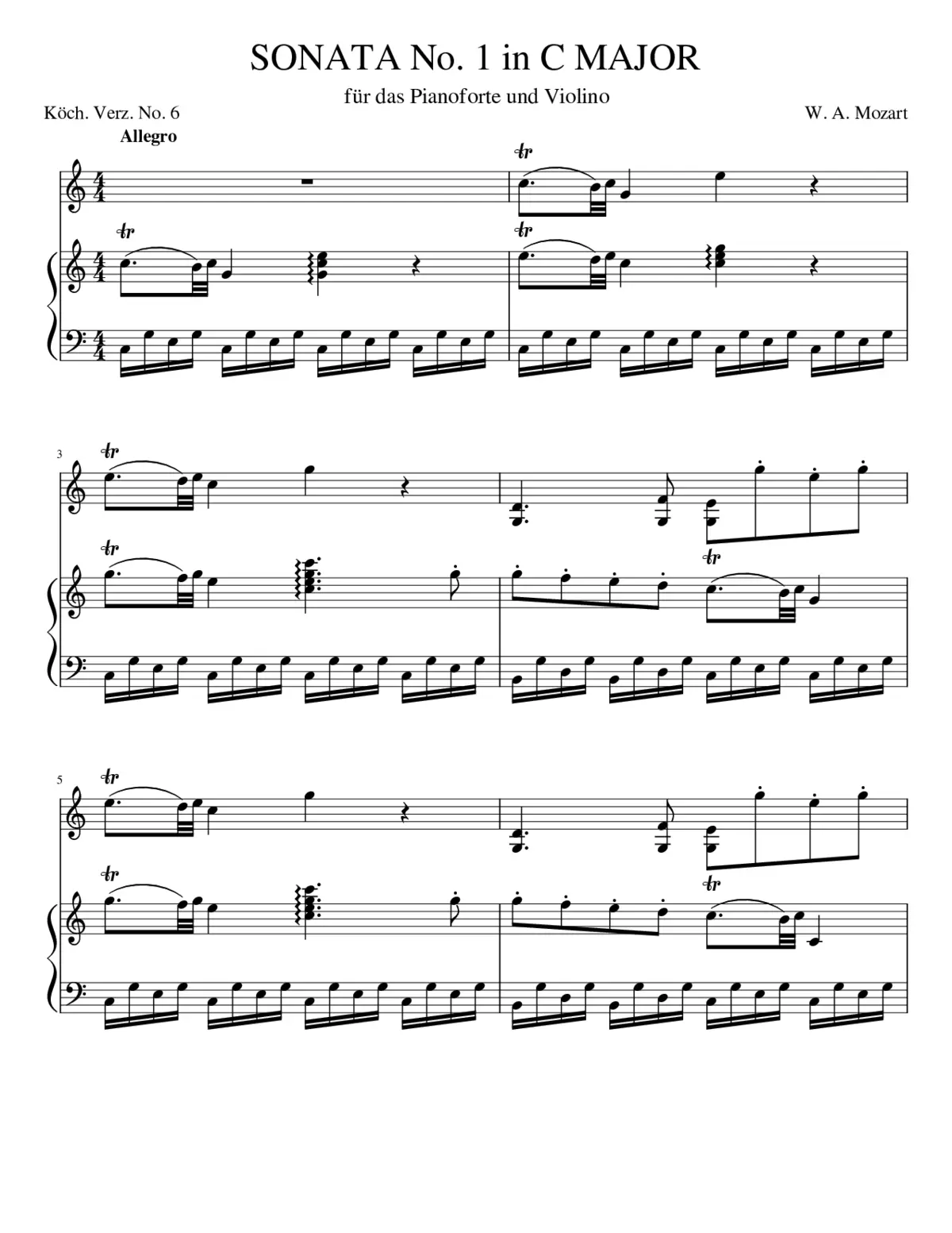 Violin Sonata in C major K.6 - Page 1