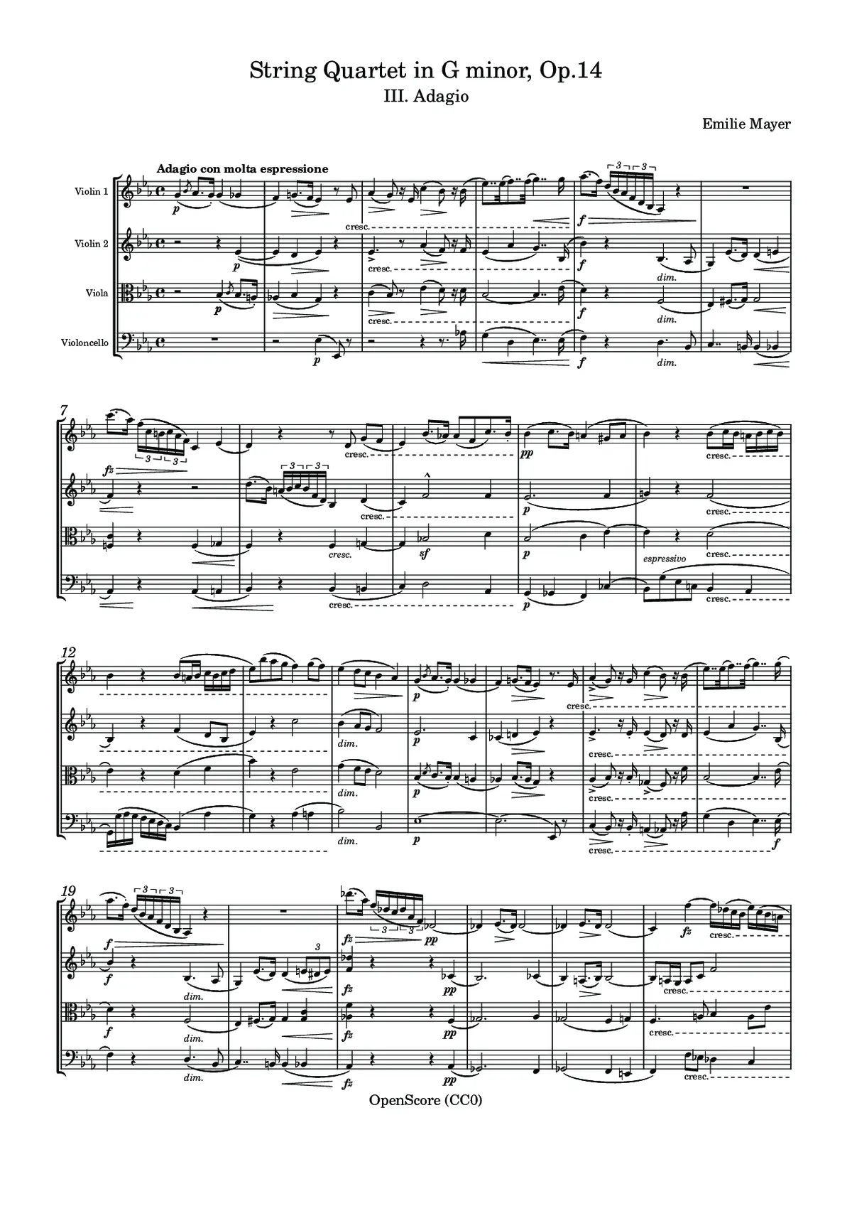 String Quartet in G minor, Op.14 - Page 1