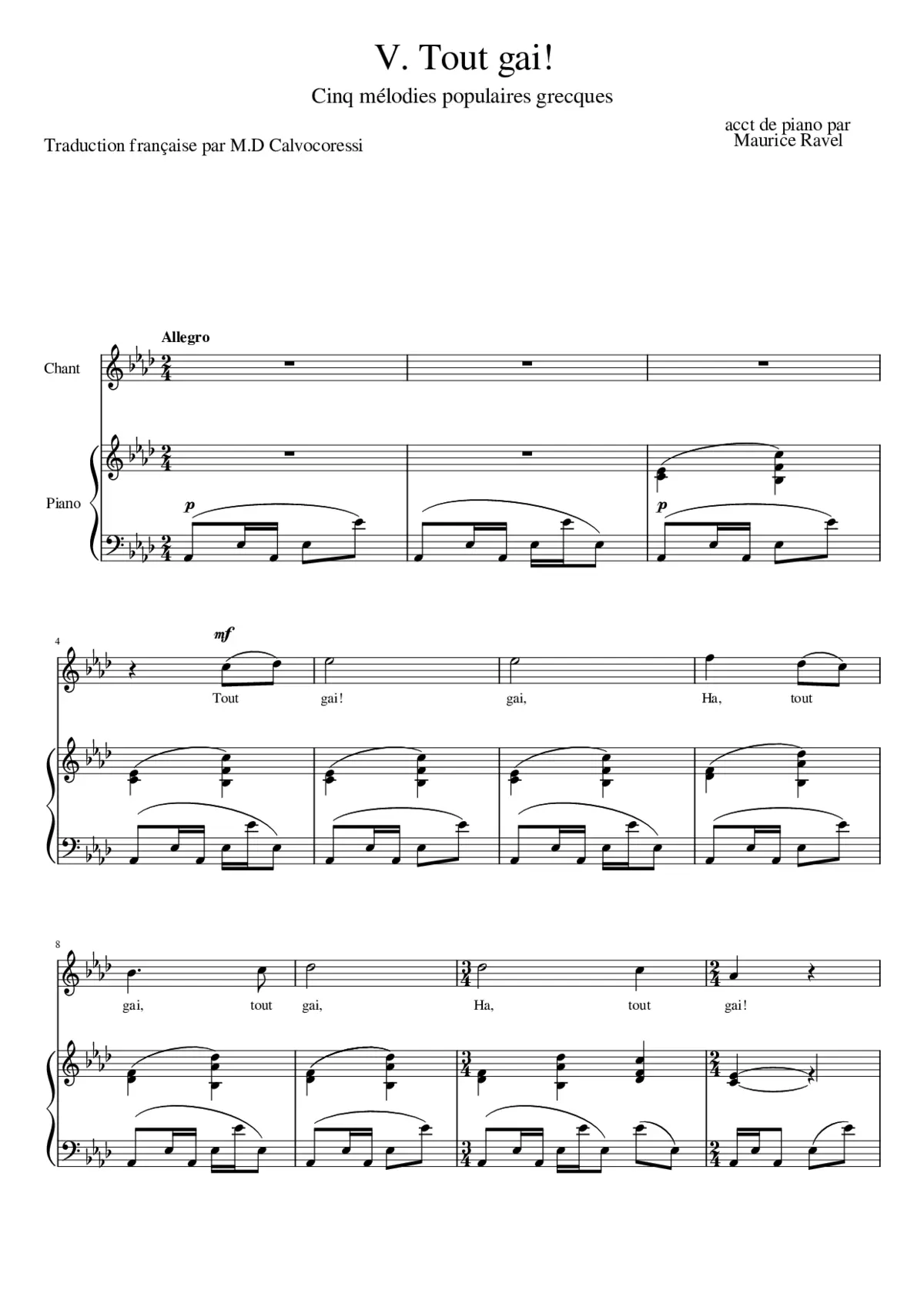 Cinq mélodies populaires grecques - Page 1