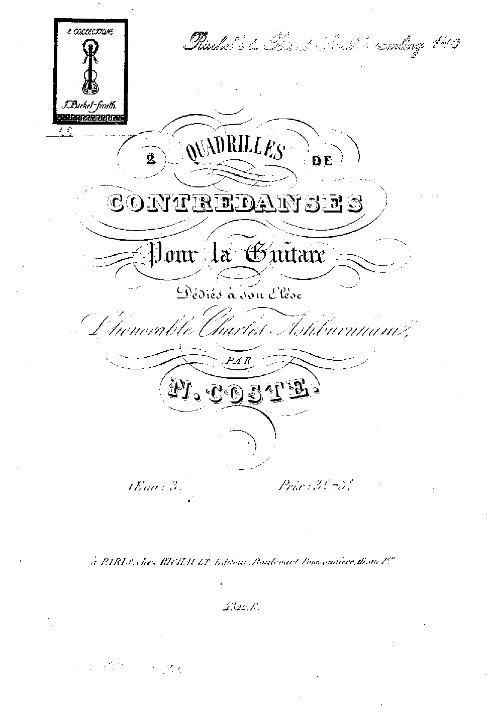 2 Quadrilles de Contredanses, Op.3 - Page 1
