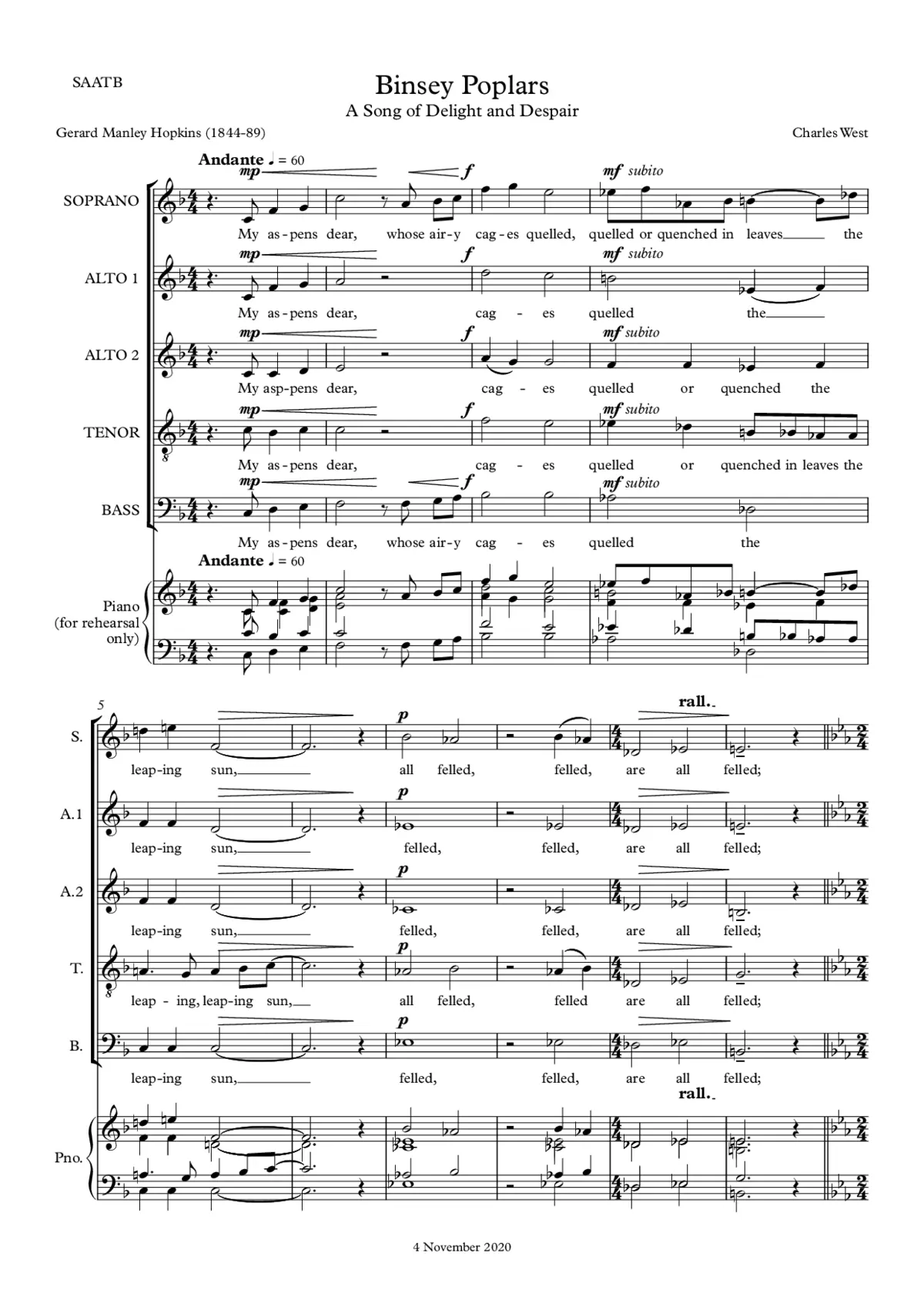 Binsey Poplars - Page 1