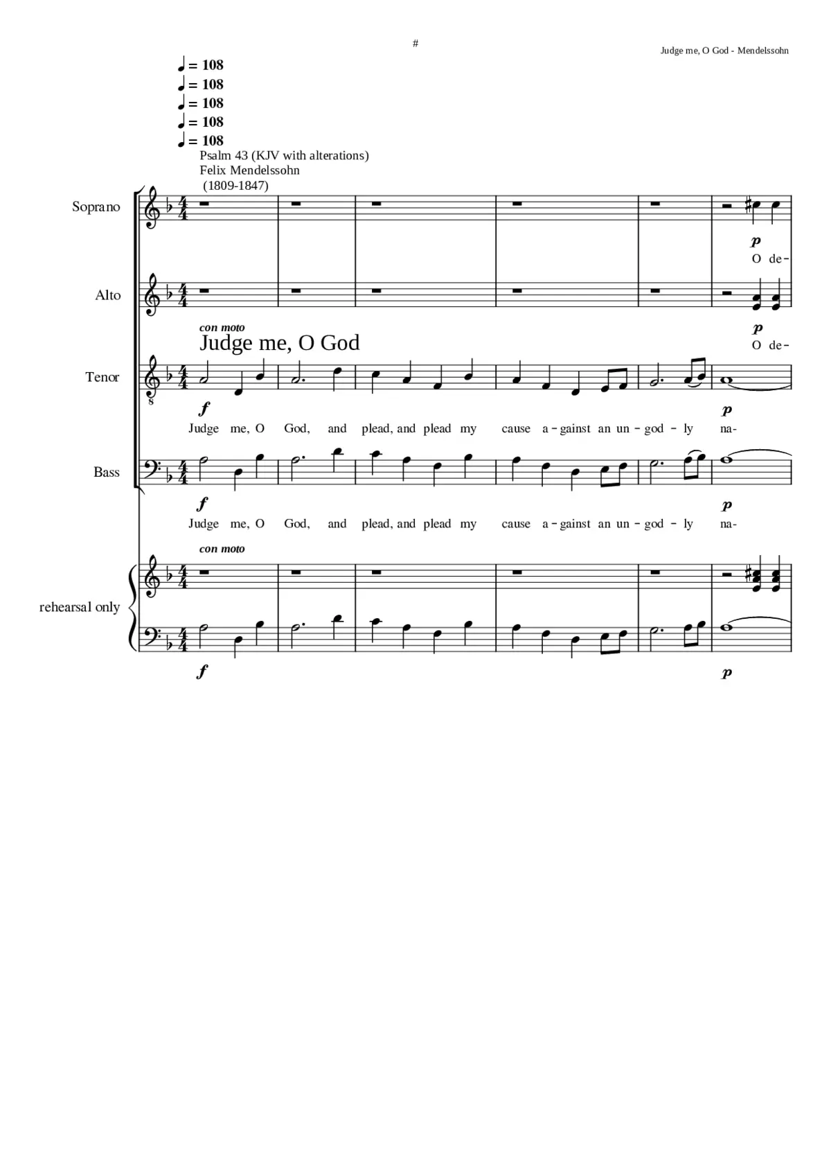 Der 43. Psalm: Richte mich Gott MWV B46 (Op. 78 No. 2) - Page 1