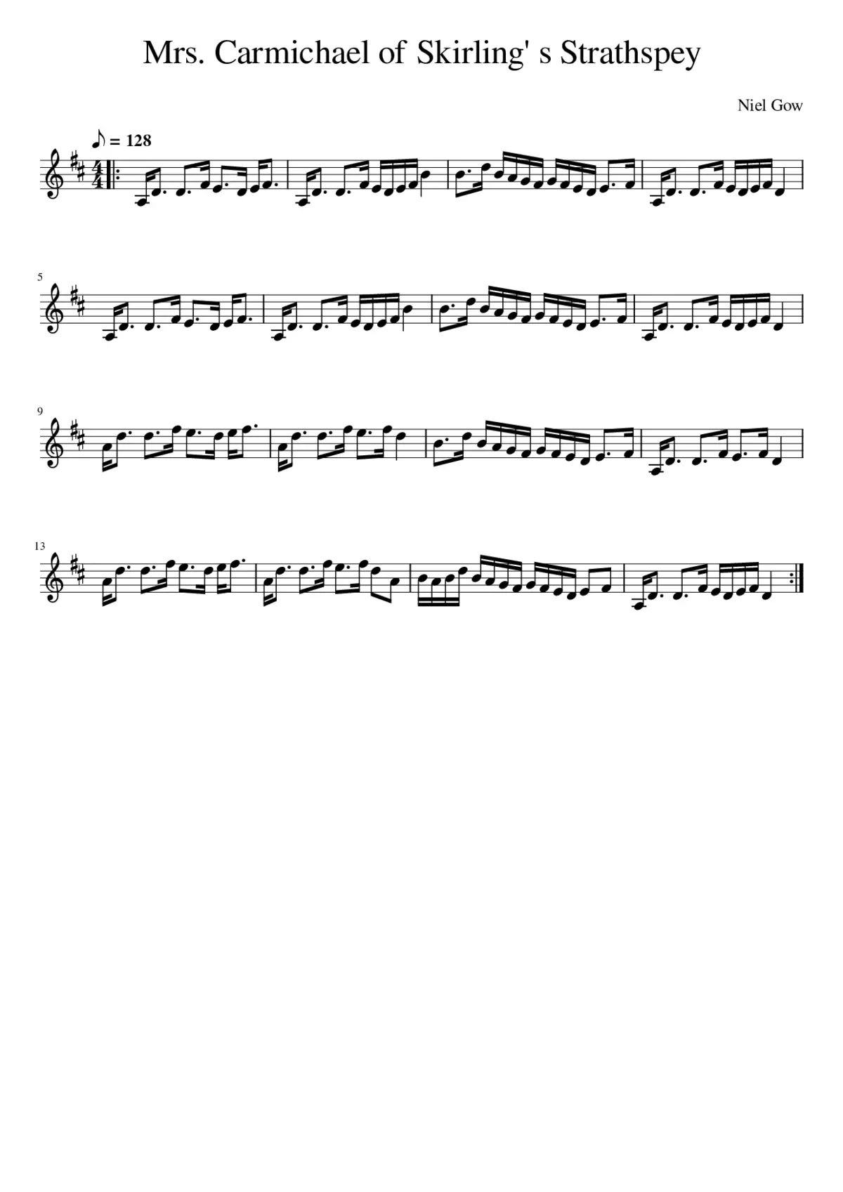 Mrs. Carmichael of Skirling' s Strathspey - Page 1