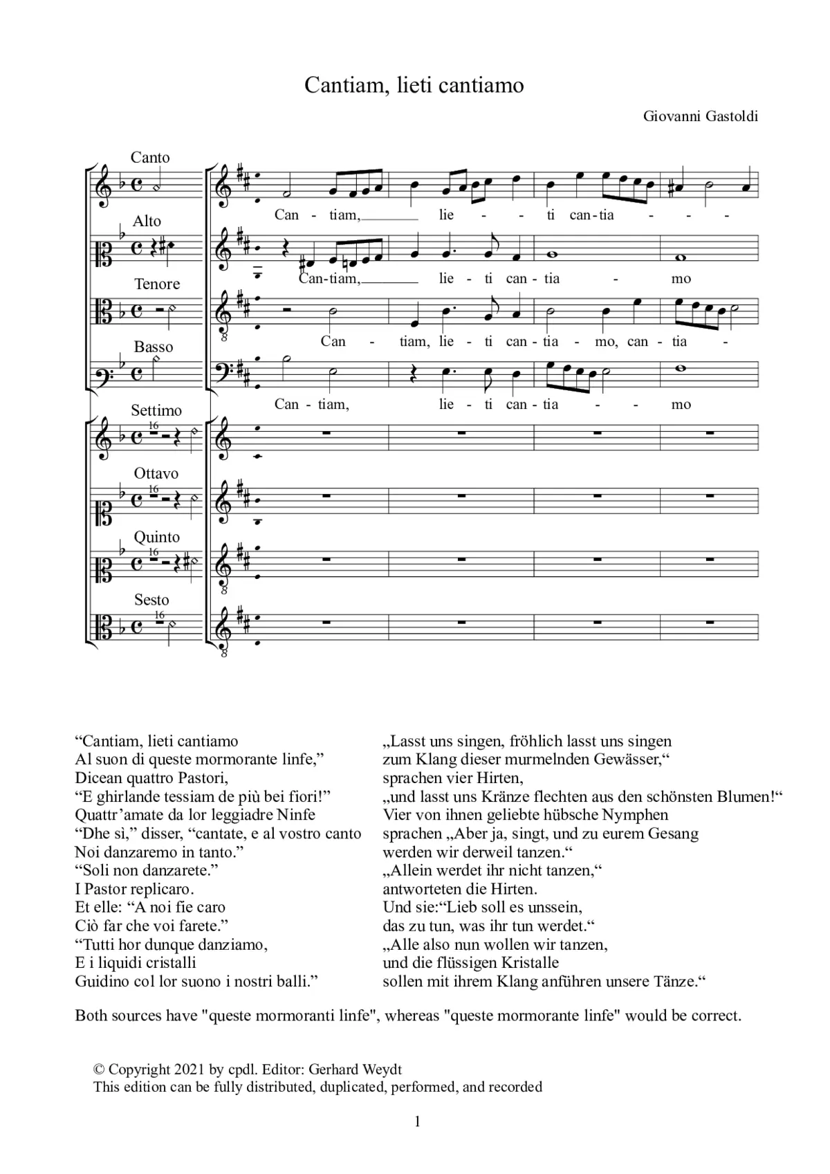Cantiam, lieti cantiamo - Page 1