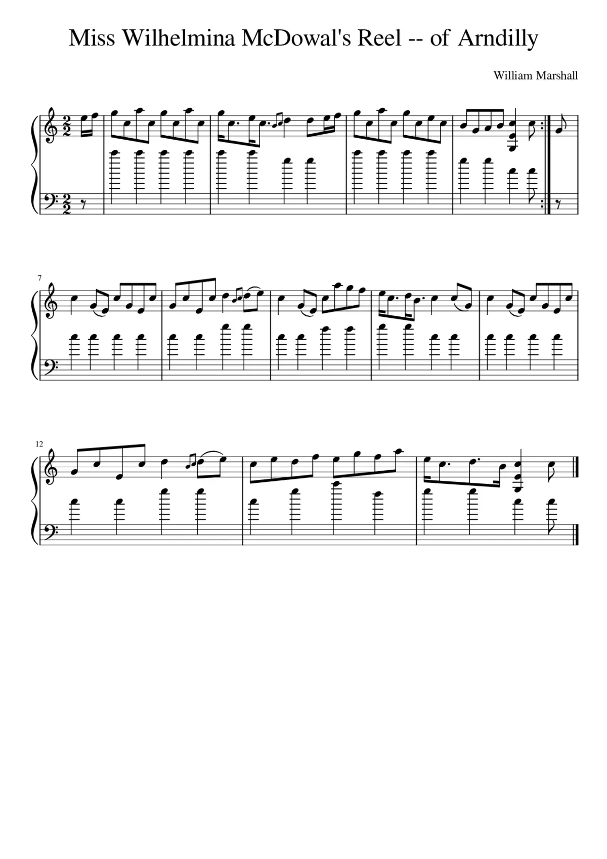 Miss Wilhelmina McDowal's Reel -- of Arndilly - Page 1