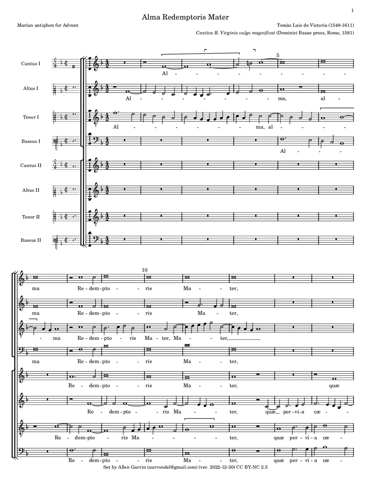 Alma Redemptoris Mater a 8 - Page 1