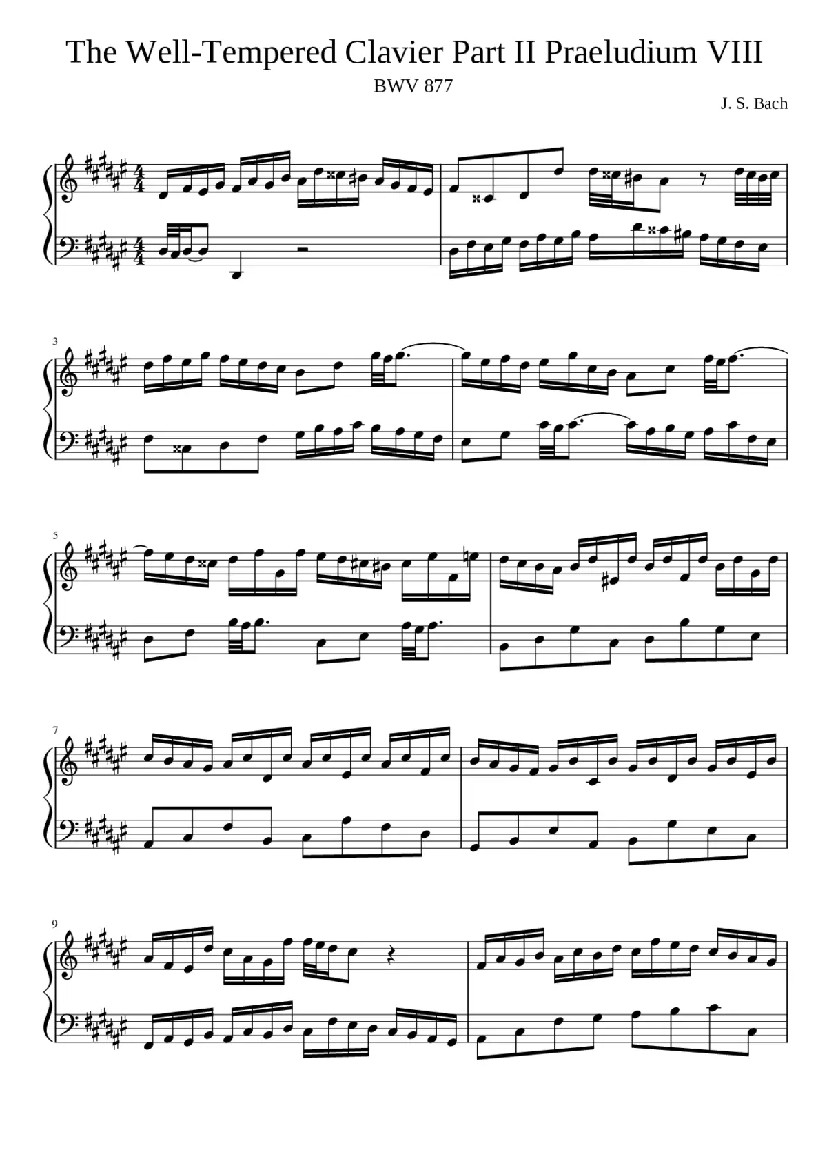 Prelude and Fugue in E-flat minor BWV 877 - Page 1