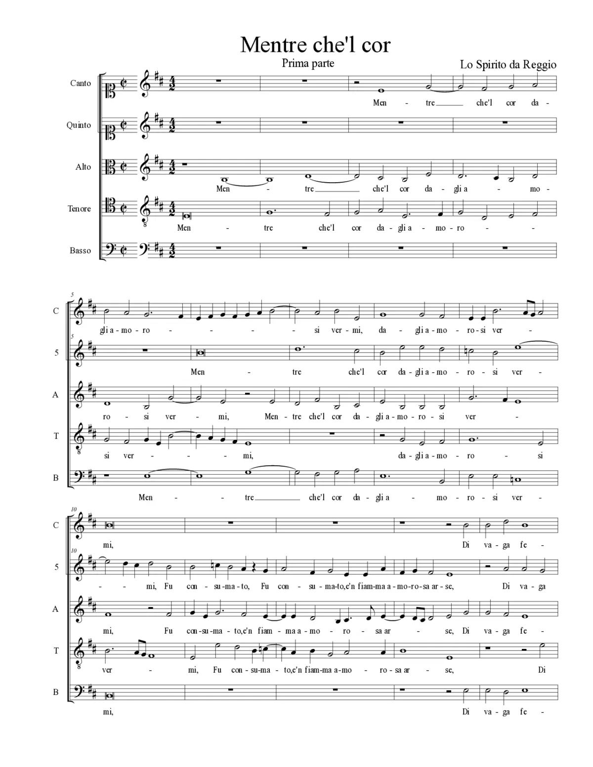 Mentre che'l cor - Page 1