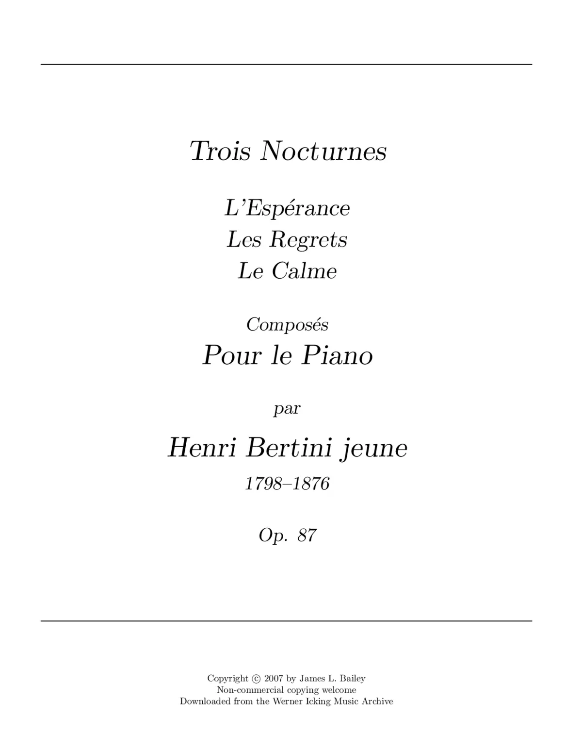 Trois Nocturnes - Page 1