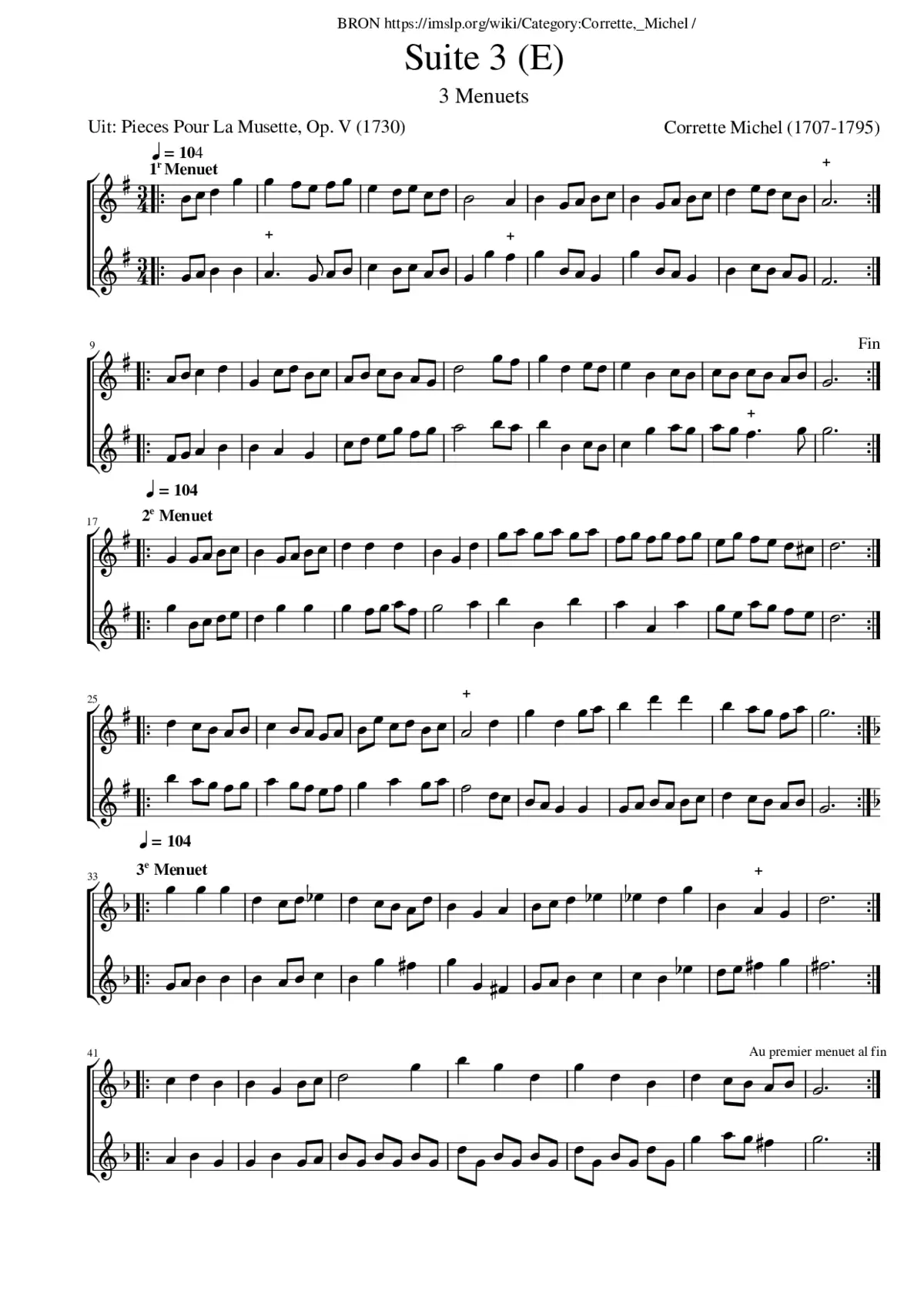 Suite 3 (E) (3 Menuets) - Page 1